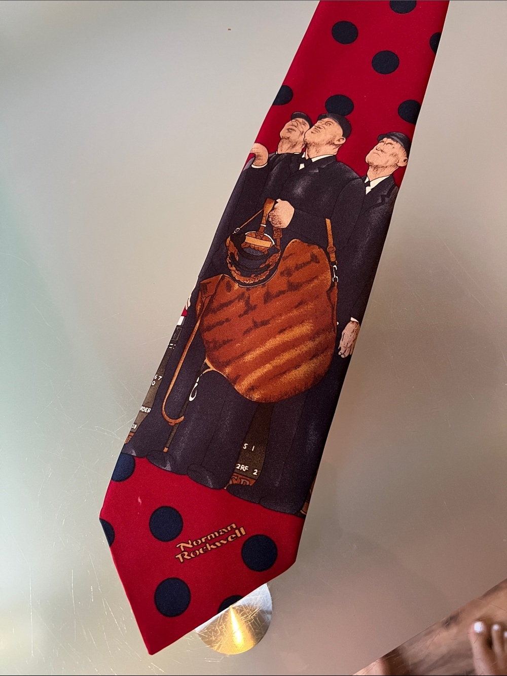 1990s Norman Rockwell Tie Saturday Evening Post Three Umpires